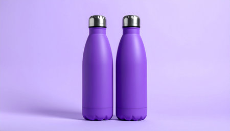 Purple Plastic Thermo Bottle Mock-Up - Two Bottlesの素材