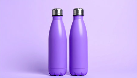 Purple Plastic Thermos Bottle Mock-Up - Two Bottlesの素材