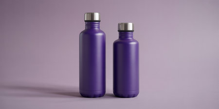 Purple Plastic Water Bottle Mock-Up - Two Bottles.の素材
