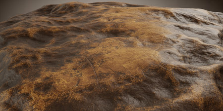 Digital Illustration of a Geology Landscape in Black and Goldの素材
