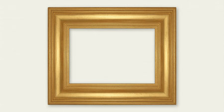 Golden frame for paintings, mirrors or photo isolated on white background.の素材