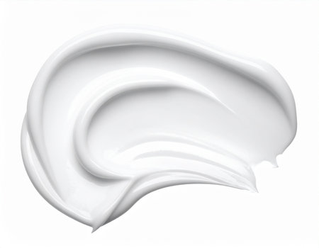 close up of  a white cosmetic texture on white background with clipping pathの素材