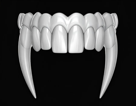 3d render of teeth with orthodontics on black backgroundの素材