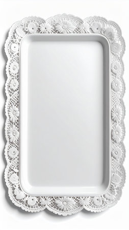 Lace border on white background with copy space. Vector illustration.の素材