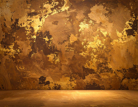 Grunge wall with golden grunge texture. Background for designの素材