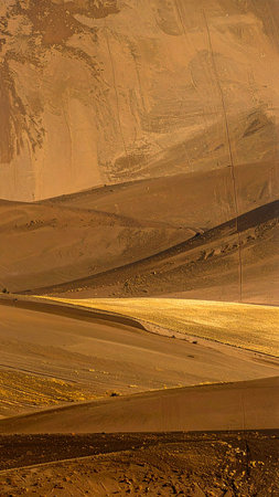 Old grunge background with golden wall and floor. Design element.の素材