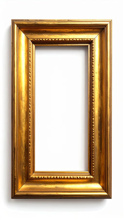 Old picture frame isolated on white background with clipping path. Vintage style.の素材