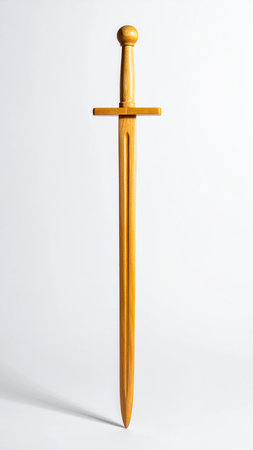 golden sword on a white background, photo with depth of fieldの素材