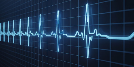 3d rendering of electrocardiogram on blue background. Futuristic medical conceptの素材