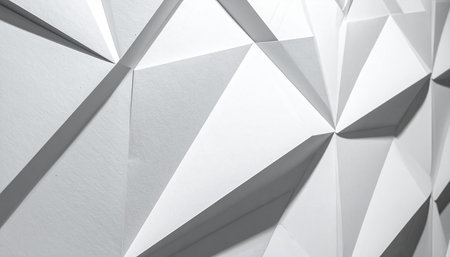 White abstract background with triangular pattern. 3d rendering, 3d illustration.の素材