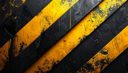 Yellow and black stripes on a black background. Background for design.の素材