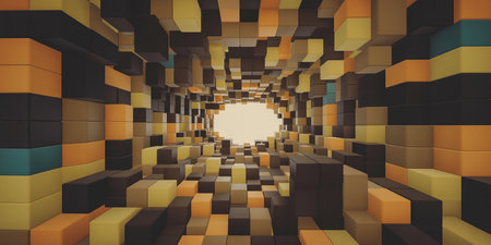 3d illustration of abstract geometric background. 3d rendering of cubesの素材