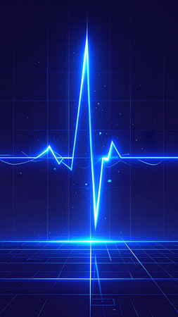 Futuristic technology background with sound wave and glowing lines. Vector illustrationの素材