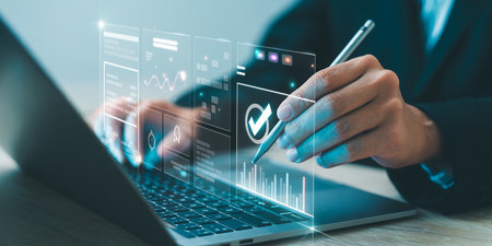 businessman working with laptop computer and smart phone and digital tablet and graph business diagramの素材