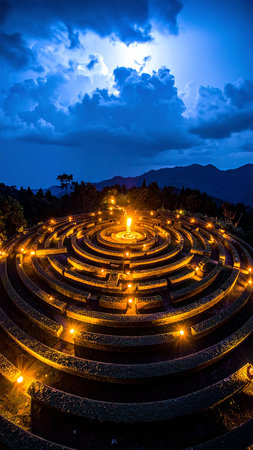 Night view of the ancient cemetery in Hengshan, Chinaの素材