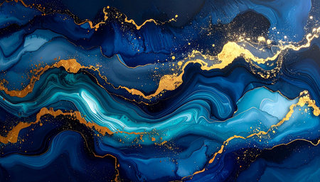 Marble abstract acrylic background. Marbling artwork texture. Agate ripple pattern. Gold powder.の素材