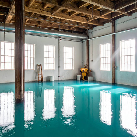 Interior of a swimming pool in an old abandoned industrial building.の素材