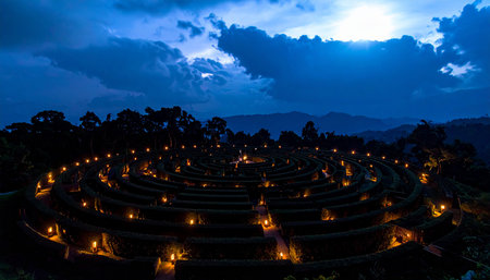 sunset at the temple in Phu Chi Fa, Chiang Rai, Thailandの素材