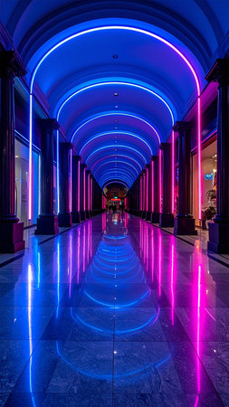The interior of the Venetian hotel and casino in Las Vegas. The hotel has 2,716 rooms and opened in 2005.の素材