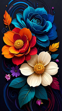 Abstract floral background with colorful flowers. Vector illustration for your design.の素材
