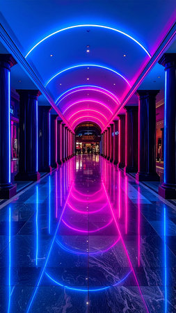 The interior of The Venetian hotel and casino in Las Vegas. The hotel has 2,716 rooms and opened in 2005.の素材