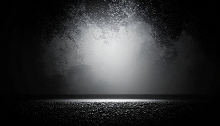 Empty stage in the dark with spotlight and smoke. 3D renderingの素材