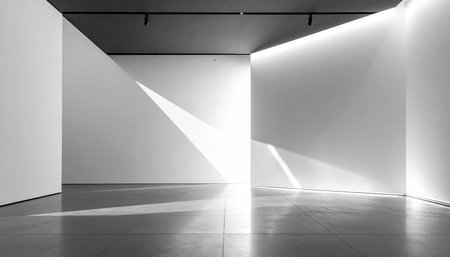 White empty room with shadow on the wall. Modern architecture background.の素材