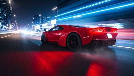Sport car on the road with motion blur background,high speed conceptの素材