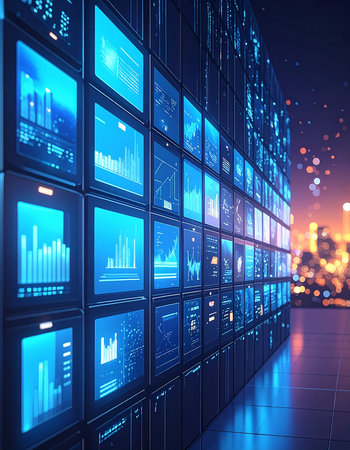 Futuristic glowing business background. 3d rendering toned image double exposureの素材