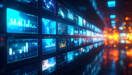 Futuristic virtual graphic touch user interface. 3d rendering toned imageの素材