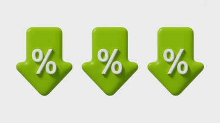 Highly rendering of percentage icons in white background. 3D illustration.の素材