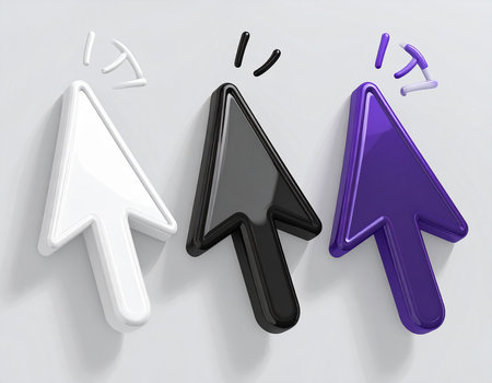 3d illustration of black and white arrows pointing to different directions on white backgroundの素材