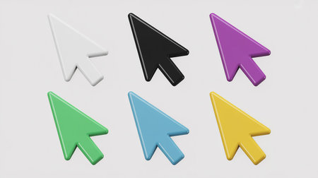 Highly rendering of a group of colorful arrows in a white backgroundの素材