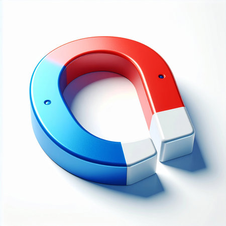 Horseshoe magnet on white background. 3D illustration.の素材