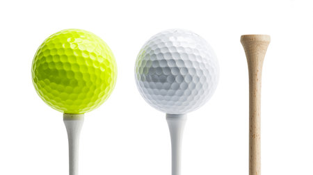 Golf ball and golf tee isolated on white background with clipping pathの素材