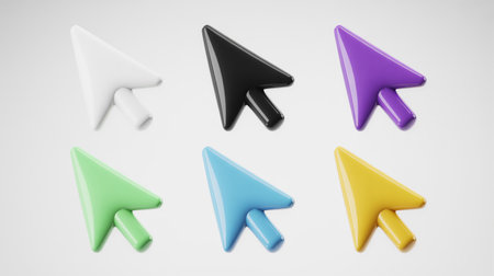 3d rendering of a selection of different colored arrows in white backgroundの素材