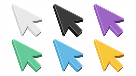 3d arrows in different colors on a white background. 3d renderingの素材