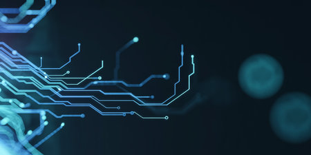 Circuit board abstract background. Technology and science concept. 3D Renderingの素材