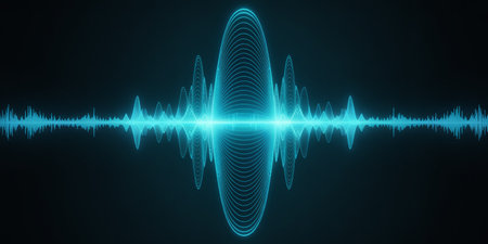 Sound waves oscillating on a black background. Vector illustration EPS10の素材