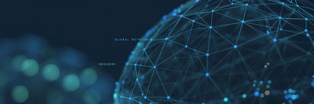 Abstract technology background. Network connection structure. Big data visualization. 3D renderingの素材