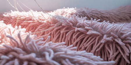 Towel fabric texture background. Close up of pink fluffy clothの素材
