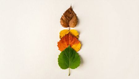 Autumn leaves on a white background. Flat lay, top view.の素材