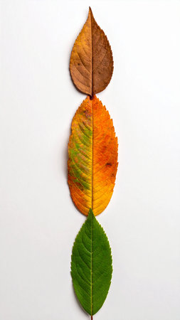 Colorful autumn leaves isolated on a white background. Autumn concept.の素材