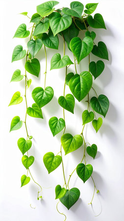 Green ivy plant on white background with copy space for text.の素材