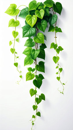 Green Creeper Plant on White Wall Background. Vector Illustration.の素材