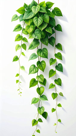 Green ivy plant on white background with shadow. Vector illustration.の素材