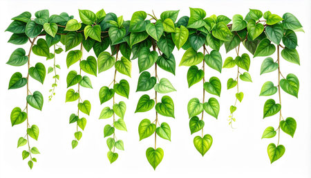 Green Creeper Plant Isolated on White Background. Vector Illustration.の素材