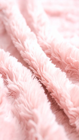 Soft pink fur as background, closeup. Fur textile texture.の素材
