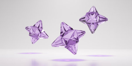 Purple star 3d rendering in white background, computer generated imagesの素材
