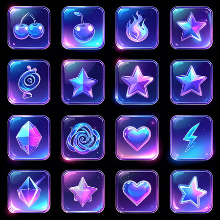 Vector set of different icons on a dark background. Eps 10.の素材